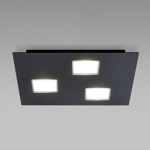 Fabbian Quarter - schwarze LED-Deckenlampe 3flg.
