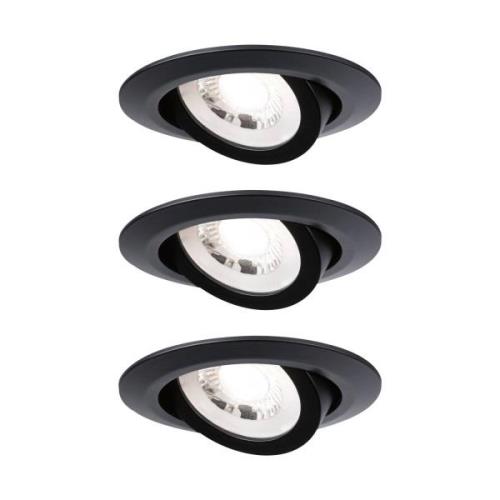 Paulmann LED-Einbaulampe 93367, Set 3x4,8W schwarz