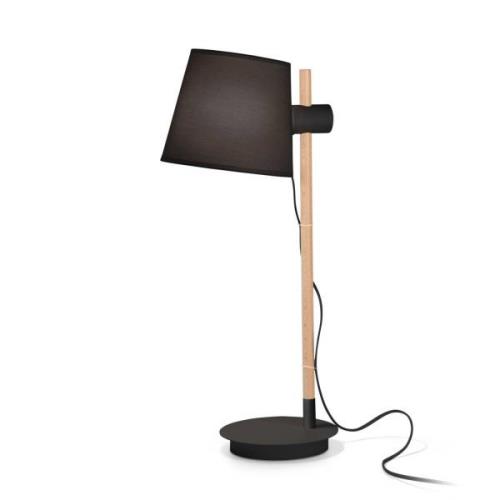 Ideal Lux Axel Tischlampe mit Holz, schwarz/natur