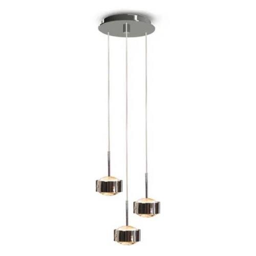 Pendelleuchte Puk Maxx Drop Trio, nickel matt, 3-flg. G9