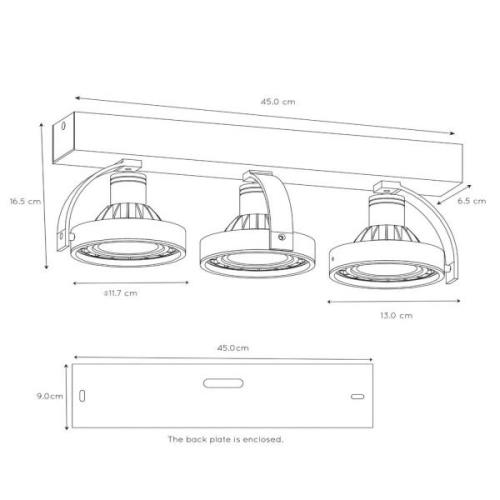 LED-Deckenstrahler Dorian dreiflammig, dim to warm