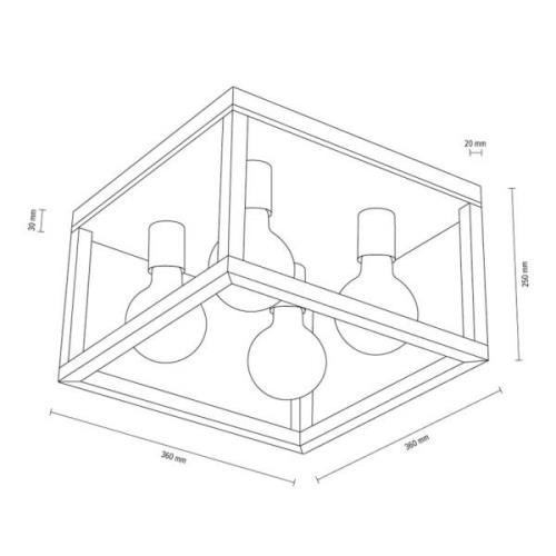 Envostar Rowan Deckenleuchte Eiche, Quadrat, 4fl