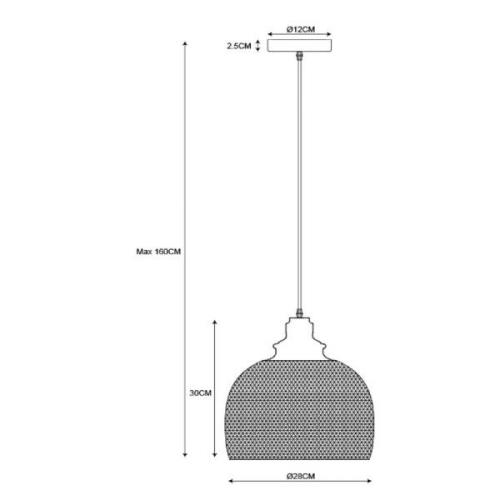 Hängeleuchte Mesh, einflammig, schwarz, Ø 28 cm