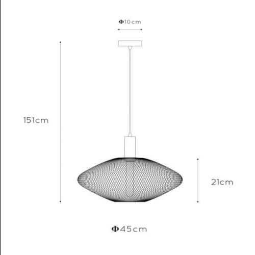 Hängeleuchte Mesh, trapezförmig, Ø 45 cm, schwarz