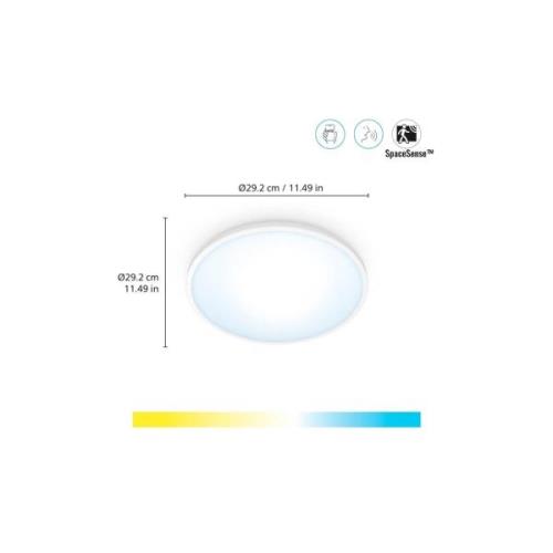 WiZ SuperSlim LED-Deckenleuchte CCT Ø29cm weiß