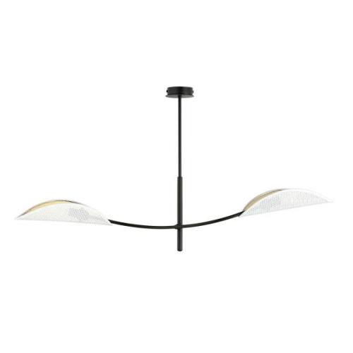 Deckenlampe Lotus, schwarz/weiß/gold, 2-flammig