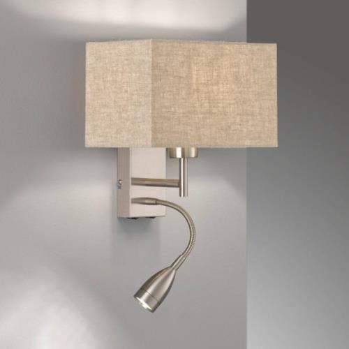 Wandlampe Dream Leselicht, Leinen sand/nickel