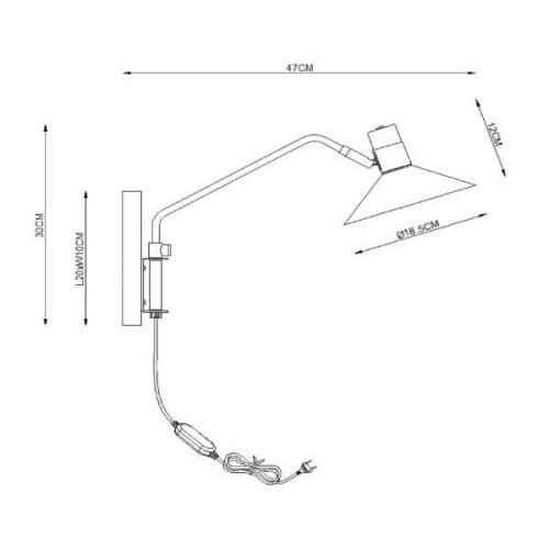 Wandlampe Pepijn mit Kabel und Stecker