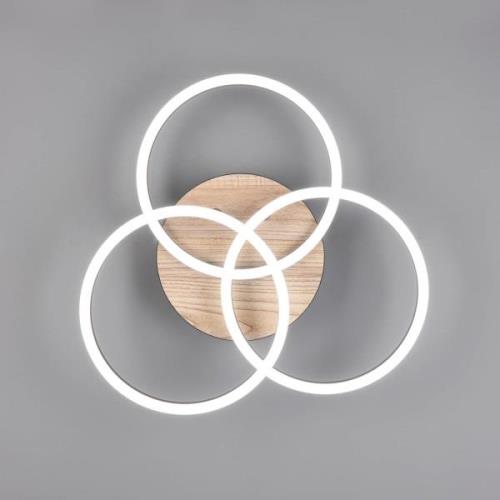 LED-Deckenleuchte Circle 3-flg. Fernbedienung Holz