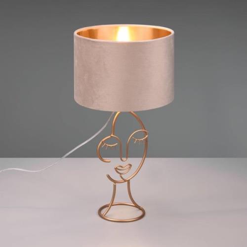 Tischleuchte Mary mit Gesicht-Design, beige/gold