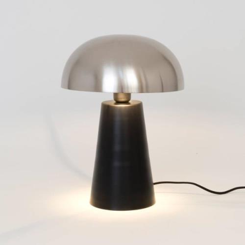 Tischlampe Fungo, unten strahlend, schwarz/silber