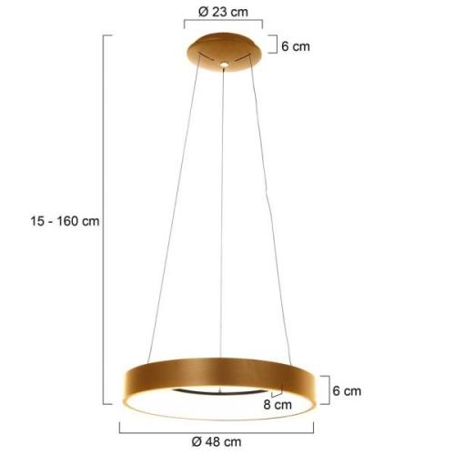 LED-Hängeleuchte Ringlede, Ø 48 cm, gold