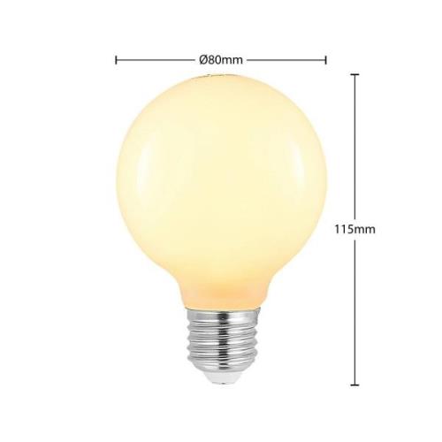 LED-Lampe E27 8W G80 2.700K dimmbar, opal, 2er-Set