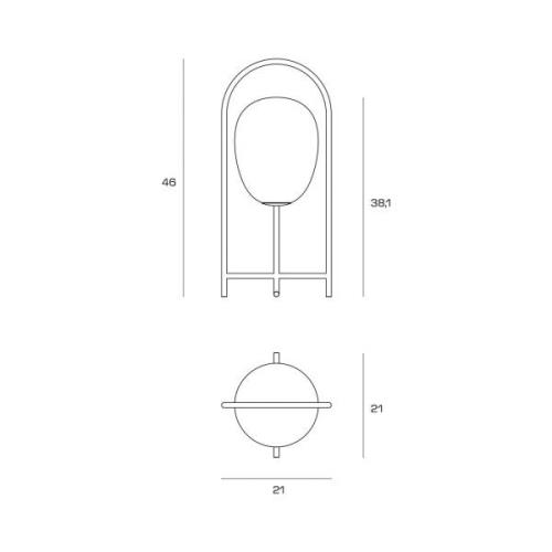 Tischlampe Drop, Milchglasschirm, Gestell schwarz