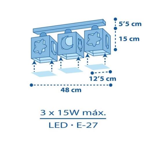 Dalber Moonlight Kinder-Deckenlampe 3-flammig grau