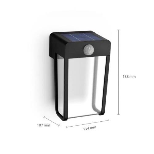 Philips LED-Solar-Wandleuchte Shroud, schwarz/klar, Sensor