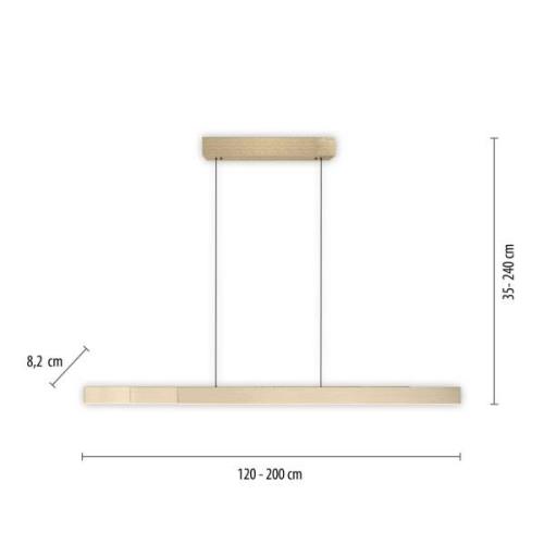 PURE LED-Hängeleuchte Moto-Rise, messing matt, Aluminium CCT