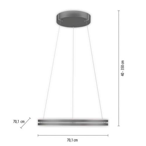 PURE LED-Hängeleuchte E-Loop, grau, Ø 70 cm, Aluminium, CCT