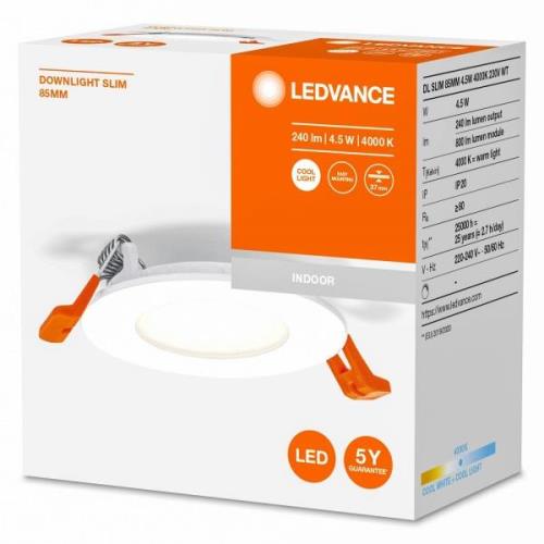 LEDVANCE Recess Slim LED-Einbaulampe Ø8,5cm 4000K