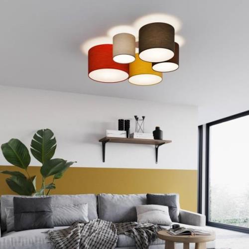 Lindby Laurenz Deckenlampe, 5-fl. 93cm, rot-gelb