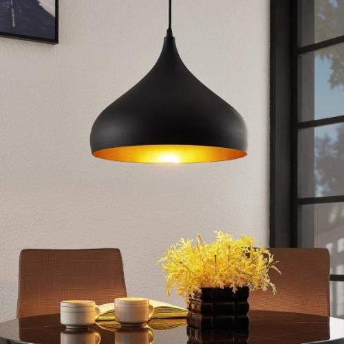 Lindby Pendellampe Ritana, schwarz-gold, Aluminium, 2er-Set