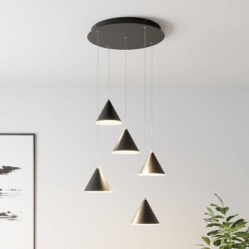 Lucande Livan LED-Hängeleuchte, schwarz, 5-fl.