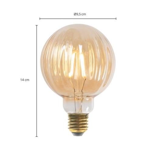 E27 3,8W LED-Lampe G95, 2700K, 340lm, Rillen amber