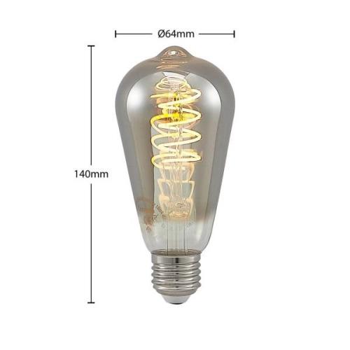 Lucande LED E27 ST64 4W 1.800K dimmbar titan 5er