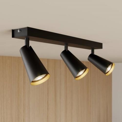 Lucande Angelina Deckenlampe schwarz-gold, 3-fl.