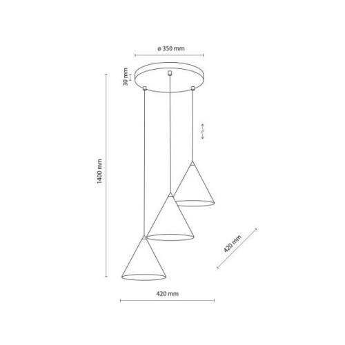 Hängeleuchte Cono, dreiflammig, rund, Ø 42 cm, weiß