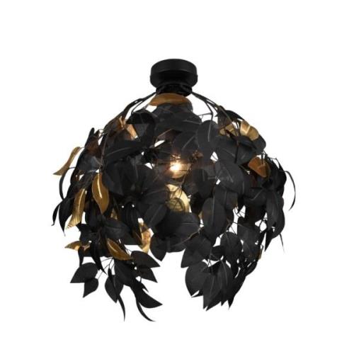 Deckenlampe Leavy, Ø 38 cm, schwarz/gold, Kunststoff