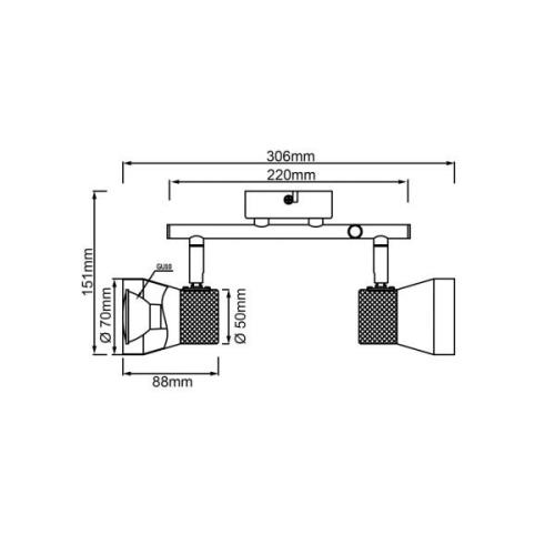 Deckenstrahler Moka, Länge 30 cm, weiß/braun, 2-flg. Kork