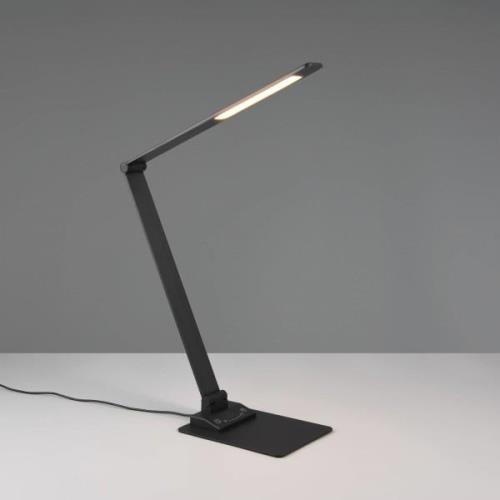 LED-Tischleuchte Travis, schwarz, CCT, dimmbar, Touch, USB