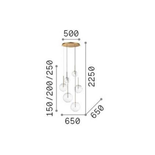 Ideal Lux Hängelampe Equinoxe 6-flg. messingfarben Glas klar