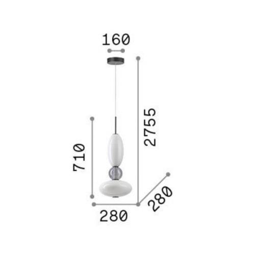 Ideal Lux LED-Hängeleuchte Lumiere-1, Glas opal/grau