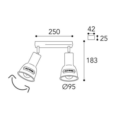 Deckenlampe Azali 1548.E27, 2-flg., messing antik