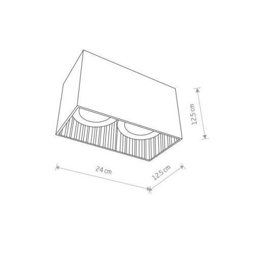 Downlight Groove, eckig, zweiflammig, weiß