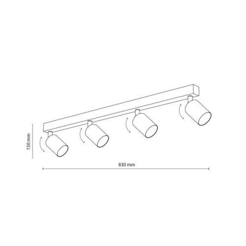 Deckenspot Top, justierbar, braun, vierflammig linear