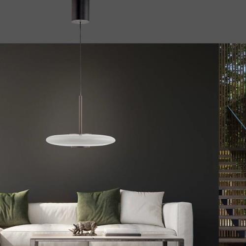 PURE LED-Hängelampe E-Vitrum, braun/opal, Glas/Aluminium CCT