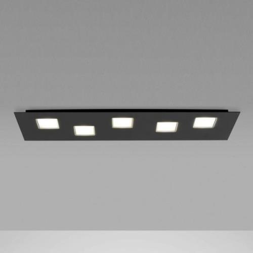 Fabbian Quarter - schwarze LED-Deckenlampe 5flg.