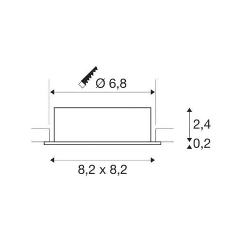 SLV Deckeneinbauleuchte New Tria, weiß, Alu, Länge 8,2 cm