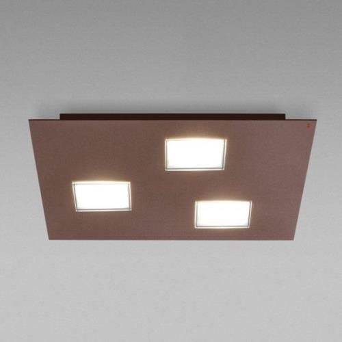 Fabbian Quarter - braune LED-Deckenlampe 3flg.