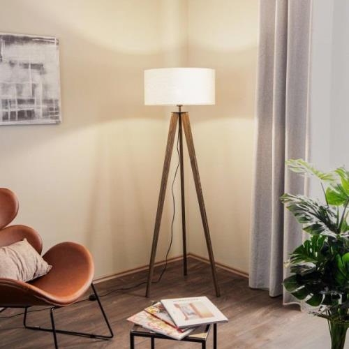 Stehlampe Maira, Dreibein, nussbaum, beige