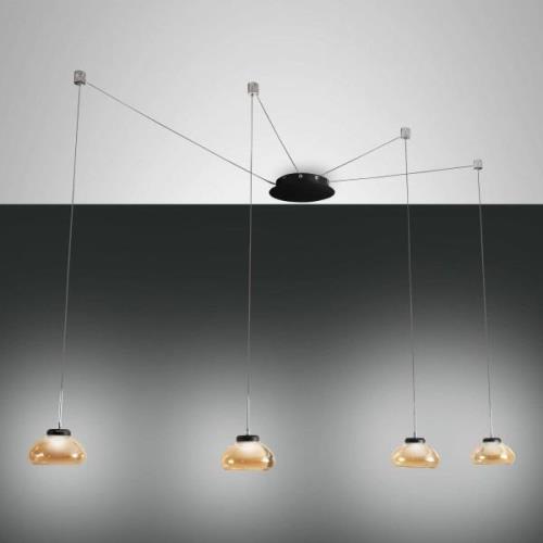 LED-Hängeleuchte Arabella, 4 fl, schwarz/amber