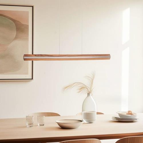 Quitani Elis LED-Hängelampe Nussbaum/nickel 118 cm