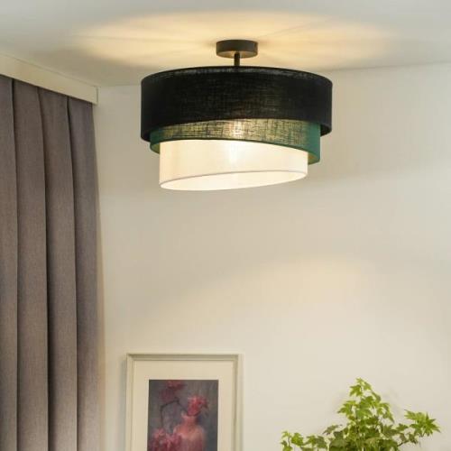 Euluna Deckenlampe Trio, schwarz/grün/weiß, Textil, Ø 45 cm