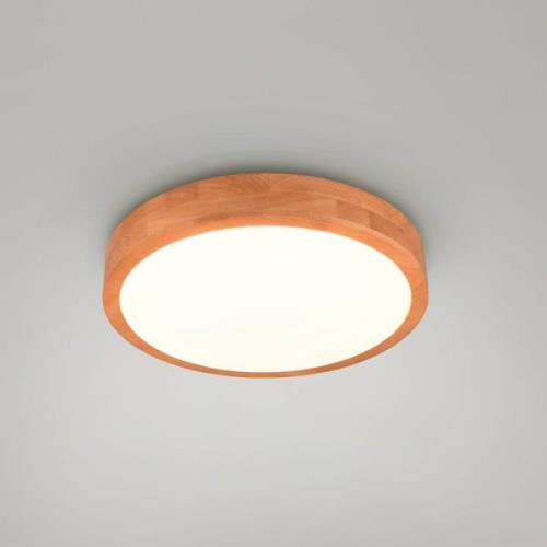 LED-Deckenleuchte Iseo, holzfarben, Ø 40 cm, dimmbar, Holz