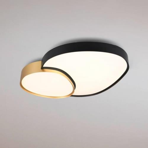 LED-Deckenlampe Rise, schwarz-gold, 77 x 63 cm, CCT, dimmbar