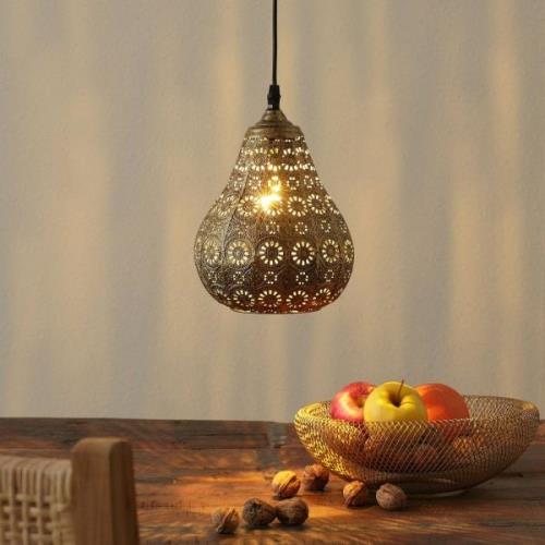 Orientalische Pendellampe Jasmin in Altmessing