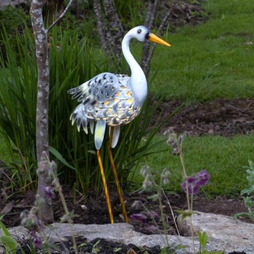 LED-Solarleuchte Heron als Reiher-Figur